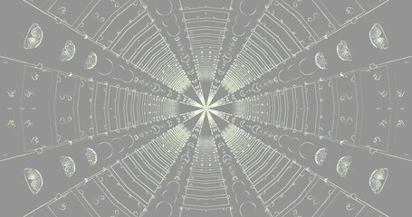 Detailed artwork of geometric patterns creating a tunnel effect