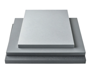 Three stacked rectangular slabs of light gray material