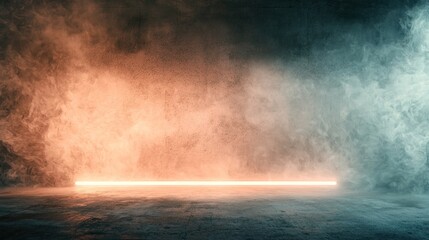 Orange teal neon smoke background