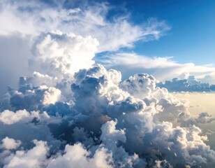 Dramatic Cumulus Clouds in Blue Sky  Weather Background.