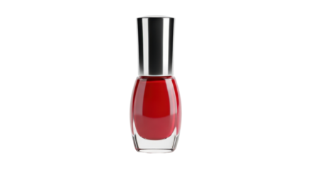 Red nail polish bottle for beauty and fashion concepts isolated PNG with Transparent Background