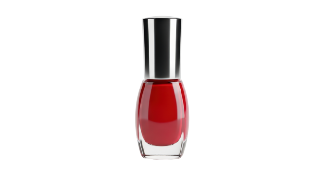 Red nail polish bottle for beauty and fashion concepts isolated PNG with Transparent Background