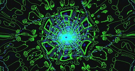 Colorful abstract design with blue and green on dark background