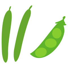 Fresh green beans with pea pod illustration, perfect for salad recipe, vegetarian cuisine, farm produce, and healthy meal concept.
