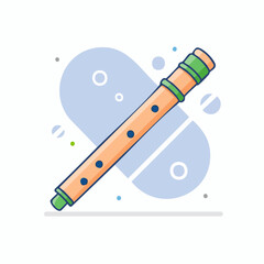 Brown Wooden Flute with Green Accents on Light Background