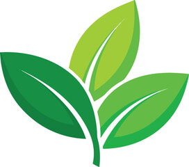 Green leaf logo centered on a white background, symbolizing nature and sustainability.