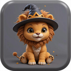 3D icon of a lion dressed up for Halloween