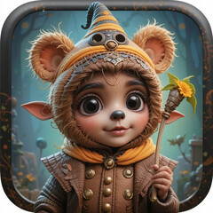 3d icon of a child dressed up as a bear
