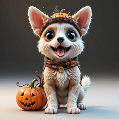 3D icon of a dog dressed up for Halloween