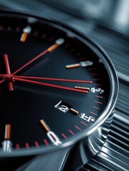 Fototapeta premium Close-up View of a Modern Watch Face Highlighting Time and Design Details With Striking Colors and Elegant Lines