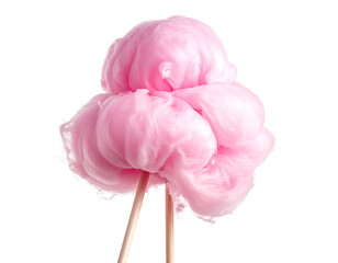 Fluffy pink cotton candy on two sticks