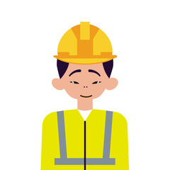 Asian male engineer wearing hardhat and safety reflective jacket	