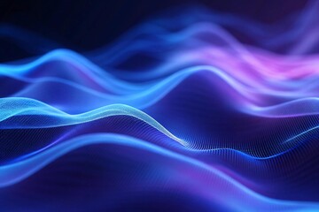 Dynamic blue and purple waves cascade across the screen, creating a futuristic and mesmerizing effect perfect for technology, science, and modern design projects with a vibrant energy