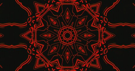 Bold red geometric design on black background