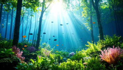 Obraz premium Coral Reef Underwater Ecosystem. Nature Concept. Generated Image
