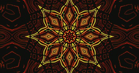 Bright, intricate geometric pattern with vibrant colors