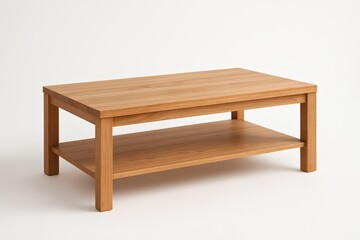 Fototapeta premium Modern Wooden Coffee Table on White Background
