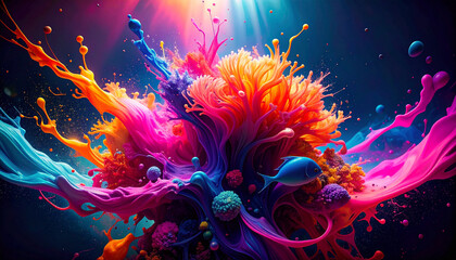 Obraz premium Coral Reef Underwater Ecosystem. Nature Concept. Generated Image