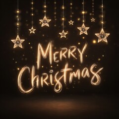 Glittering Stars and Lights Create Festive Merry Christmas Scene