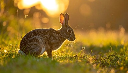 Rabbit in golden sunset light