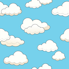 Softly shaded white clouds on a blue sky background