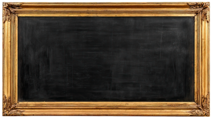 Ornate gold frame with blank blackboard inside