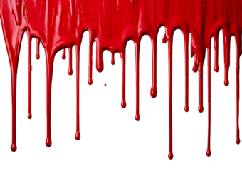 Red Paint Dripping on Surface isolated on transparent or white background