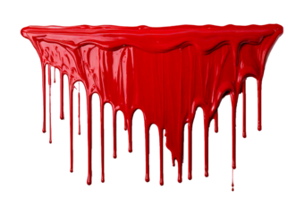 Red Paint Dripping on Surface isolated on transparent or white background