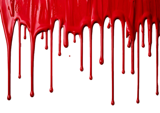 Red Paint Dripping on Surface isolated on transparent or white background