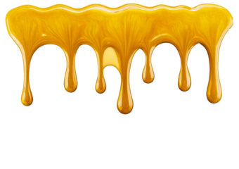 Yellow Paint Dripping on Surface isolated on transparent or white background