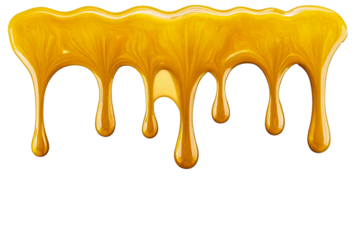 Yellow Paint Dripping on Surface isolated on transparent or white background