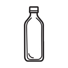 Outlined rectangular bottle with a cap sits on white, creating a simple and clean image