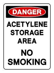 Fototapeta premium Danger Acetylene Storage Area No Smoking Symbol Sign ,Vector Illustration, Isolate On White Background Label.EPS10