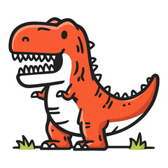 Fototapeta premium Cartoon Tyrannosaurus Rex illustration. Orange dinosaur standing and smiling with sharp teeth