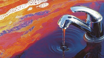 Polluted water with faucet dripping