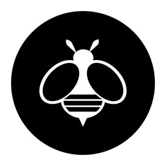 black and white illustration of a bee icon