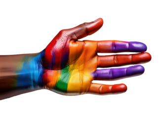 Colorful hand Isolated on transparent or white Background