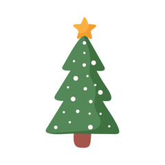 Christmas tree isolated on white background. Vector illustration