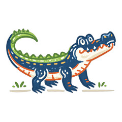 Fototapeta premium Stylized illustration of an alligator with colorful patterns
