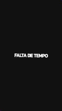 Loop animation with Portuguese phrase &ldquo;FALTA DE TEMPO&rdquo; displayed in rotating circular typography with zoom and blank circle center.