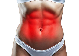 Inflamed abdomen (Turns slightly red). isolated on transparent or white background