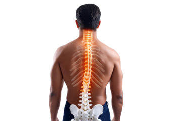 Spinal cord 3D, Organs in the body Isolated on transparent or white background