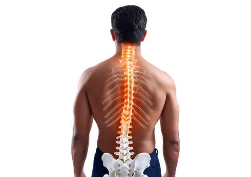 Spinal cord 3D, Organs in the body Isolated on transparent or white background