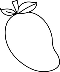 Mango Icon Vector Illustration. Simple Outline Mango Coloring Page