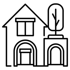 Modern House Design Line Icon