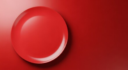 Obraz premium A vibrant red plate sits atop a flat, smooth, deep red surface.