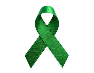 Green awareness ribbon, satin finish, on black