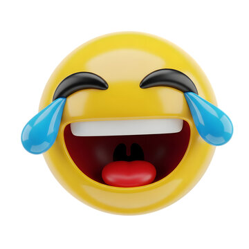 3D Rendering of a Crying Laughing Emoji