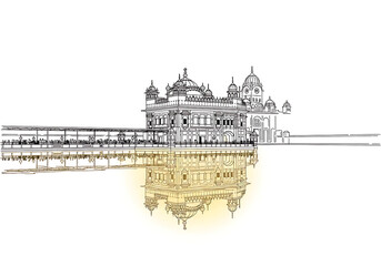 Guru Nanak Jayanti and Gurpurab celebration A spiritual Sikh festival illustration of the Golden Temple in India, celebrating Sikh religion art and culture