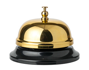Polished gold service bell with black base